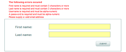 Ajax form validation