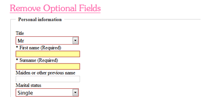 Trimming form fields