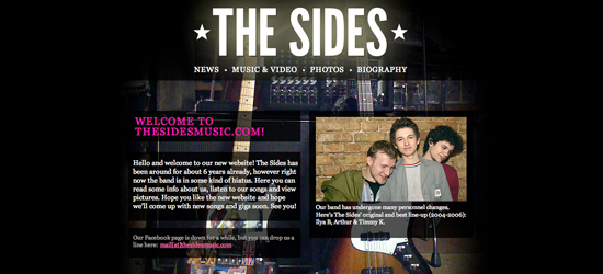 The Sides website design