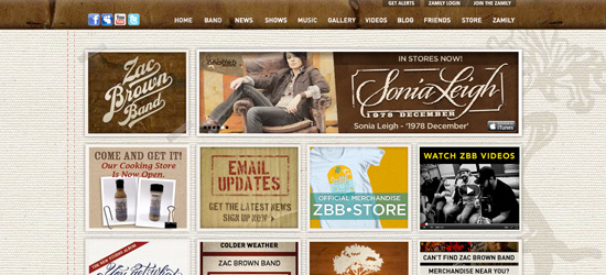 Zac Brown Band website design