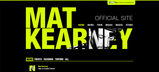 Mat Kearney website design