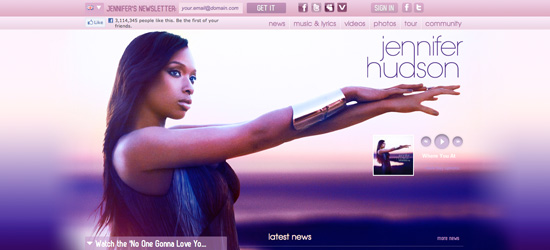 Jennifer Hudson website design